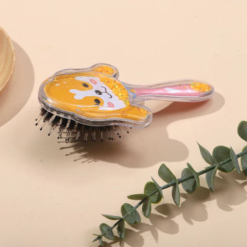 Cartoon Dog Boar Bristle & Nylon Hair Comb Plating Anti-static Hair Scalp Massage Comb Hairbrush Hair Care Brush Styling Tool