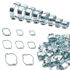 10Pcs Zinc Plated Double Ears Hose Clamps Worm Drive Adjustable Fuel Tube Water Pipe Fixed Clip Spring Clamps Assortment Kit