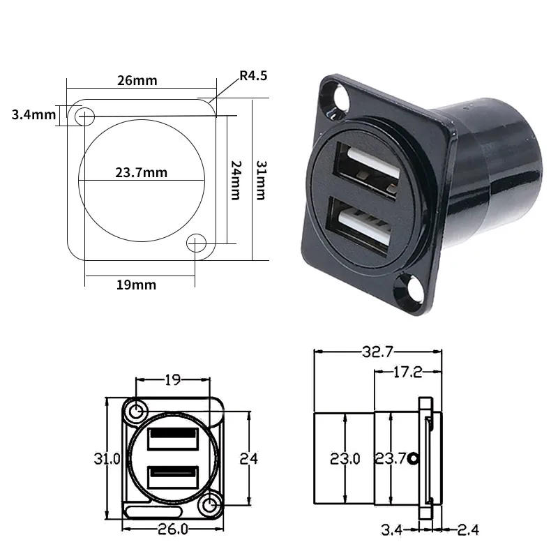 Description Picture 5 of itemD-Type USB 3.0 Module Panel Type, Single Port, Double Port, Fixo HDMI Fêmea Socket, Straight through 2.0 Socket
