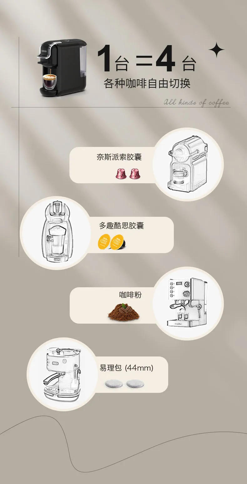 Description Picture 4 of itemCapsule Coffee Machine Automatic Household Small Italian Portable Integrated Fully Compatible Universal Encapsulating Machine
