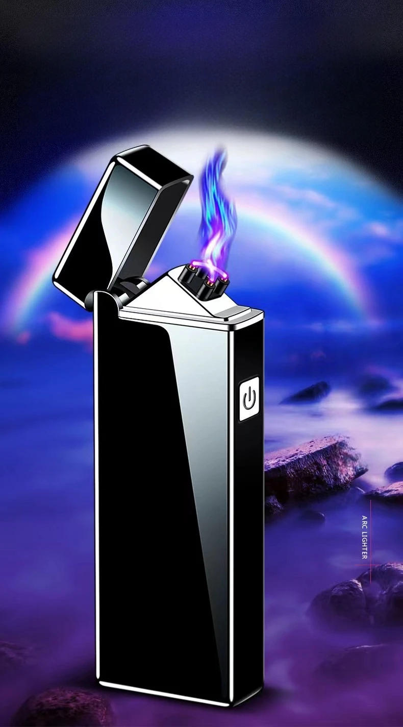 Description Picture 3 of itemNew Electronic Windproof Double Arc Pulse Flameless Lighter USB Charging Cigar Outdoor Lighter Cigarette Accessories Men's Gift
