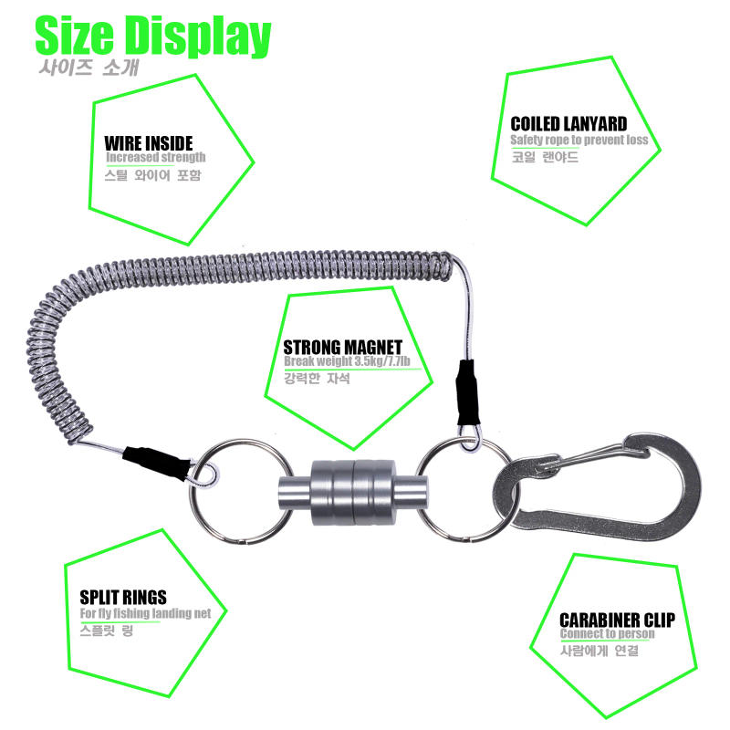 Description Picture 4 of itemFishing Accessories Magnetic Net Release Holder With Coiled Lanyard Strong Magnet Carabine Buckle Anti-Drop Rope Trolling Tools