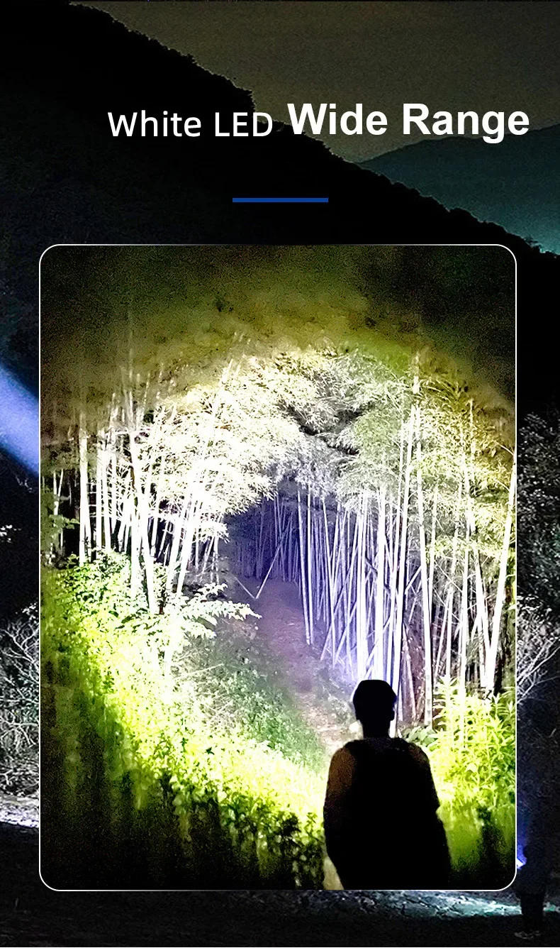 Description Picture 5 of itemSuper Long Range 5KM LED Flashlight Type-C Charging 20000LM Strong Light Tactical Torch Lamp Outdoor Portable Lantern Waterproof