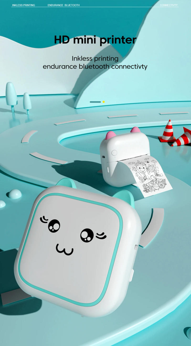 Description Picture 2 of itemMini Printer Thermal Adhesive Labels Printer Sticker Bluetooth Mini Pocket Label Notes Printer for Home and Office Android IOS .