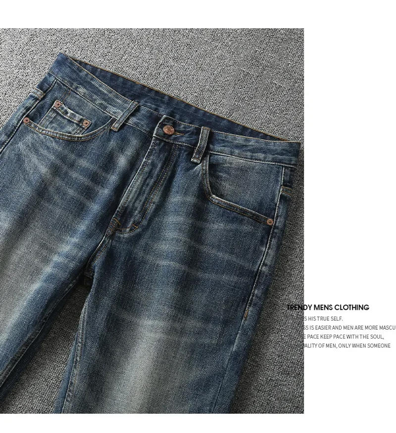 Description Picture 6 of itemRetro Do The Old Straight Jeans Men Casual Loose Baggy Denim Pants Streetwear Trousers Premium Clothes