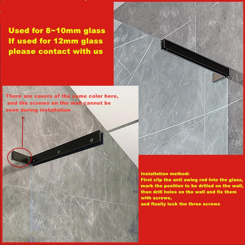Description Picture 3 of item304 stainless steel bathroom partition shower room glass anti-sway rod fixed rod anti-sway support rod(SJ-3079A)