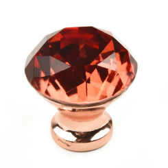 Rose Gold Rhinestone Door Knob Cabinet Drawer Cupboard Wardrobe Pull Handle Single Hole 30mm Furniture Hardware Fitting W/ Screw