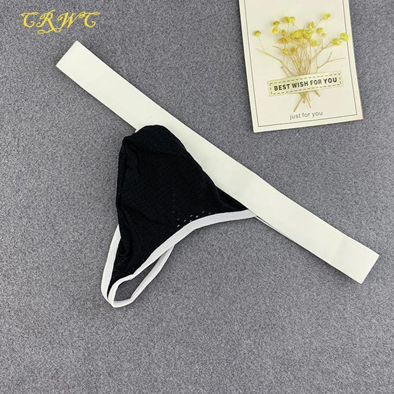 Description Picture 2 of itemMen's Thong Underwear Sexy Mesh Breathable Low Waist Slim Elastic T Pants Nylon Comfort Gay Lingerie Solid Penis Pouch G-String