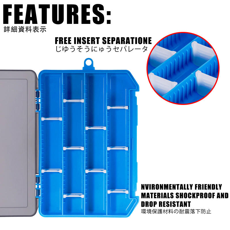 Description Picture 4 of itemNew Fishing Box Lure Baits Box Compartments Plastic Accessories Storage Tackle High Strength Container Case Adjustable Organizer