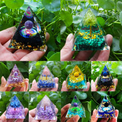 Crystals Stone Orgone Pyramid Energy Generator Natural Amethyst Peridot Reiki Chakra Meditation Tool Room Decor Christmas Gifts