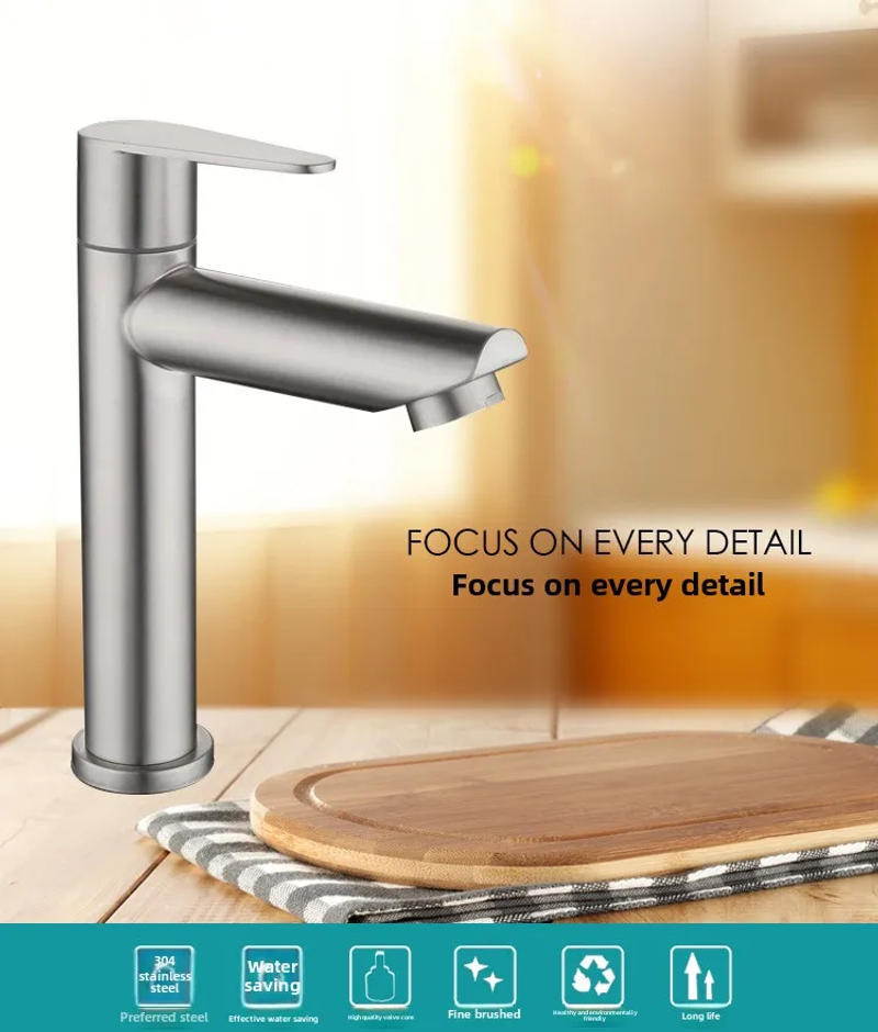 Description Picture 2 of item304 stainless steel single cold basin faucet, bathroom washbasin basin, bathroom washbasin faucet, wholesale