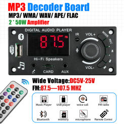 Mp3 Decoding Board Audio Power Amplifier Board 2*50W Bluetooth Car Audio Motherboard With Radio Function And Microphone Socket