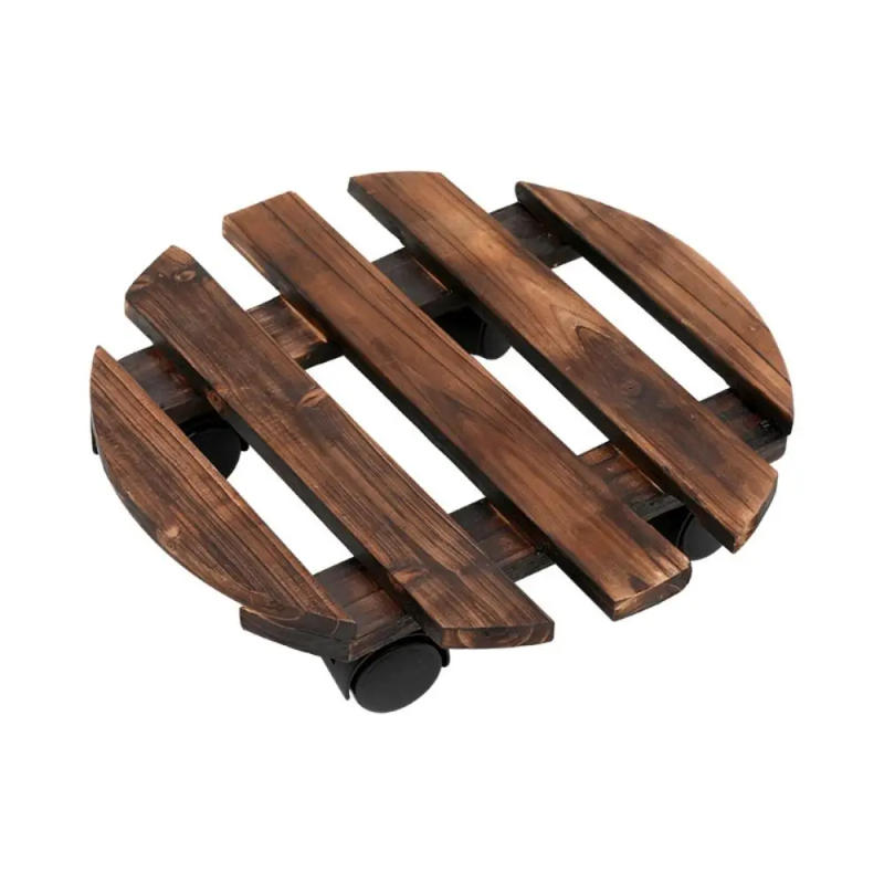 Description Picture 2 of itemNew Round/Square Plant Stand Wheels Rolling Wooden Flower Pot Mover Trolley Thicken Portability Flower Pot Tray Garden
