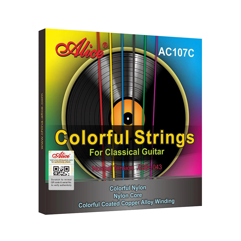 Description Picture 4 of itemAlice AC107C Colorful Classical Guitar Strings Colorful Nylon Colorful Coated Copper Alloy Wound Normal Tension 028-043 inch