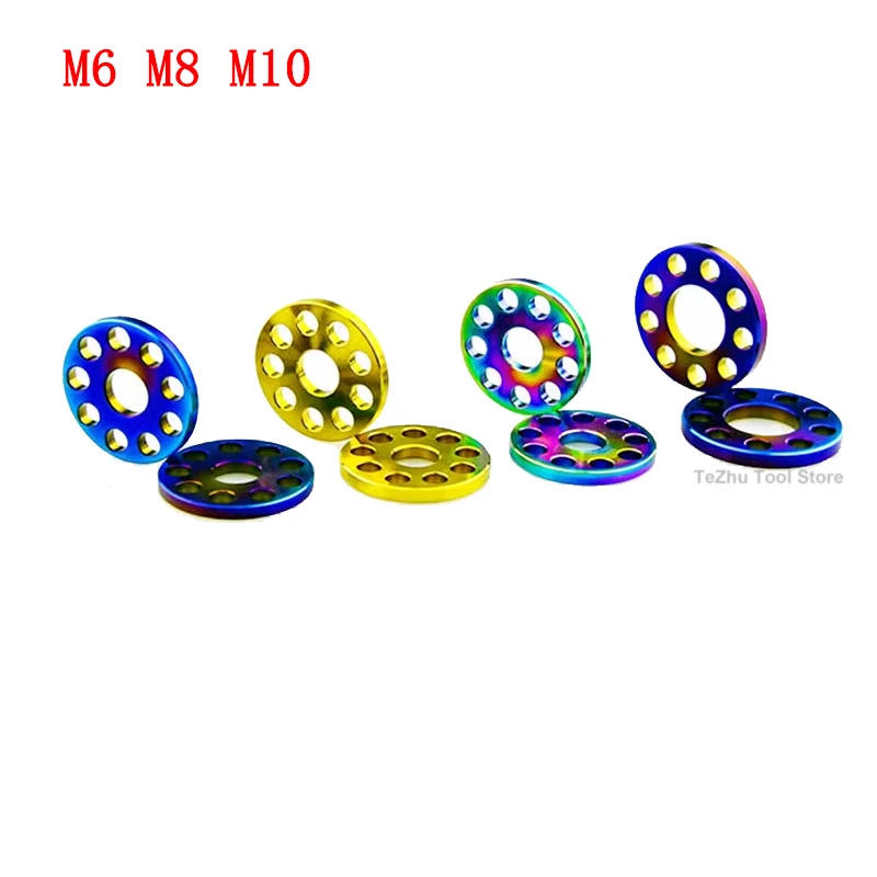 Description Picture 3 of item1Pcs Titanium Alloy Washer M6/M8/M10 Nine Hole Gasket For Motorcycle Multiple Colors
