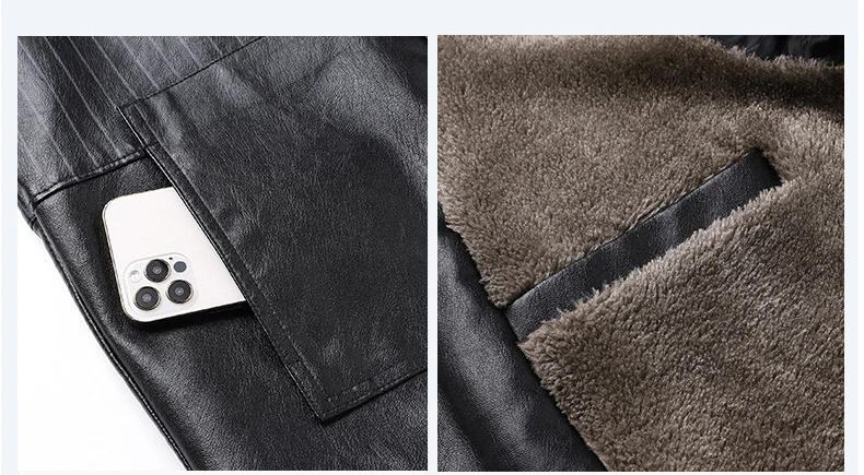 Description Picture 4 of itemMens Leather Jacket  High Quality  PU Coat Wholesell Price Autumn And Winter Artificial  Faux Jacket For Man Size L-5XL