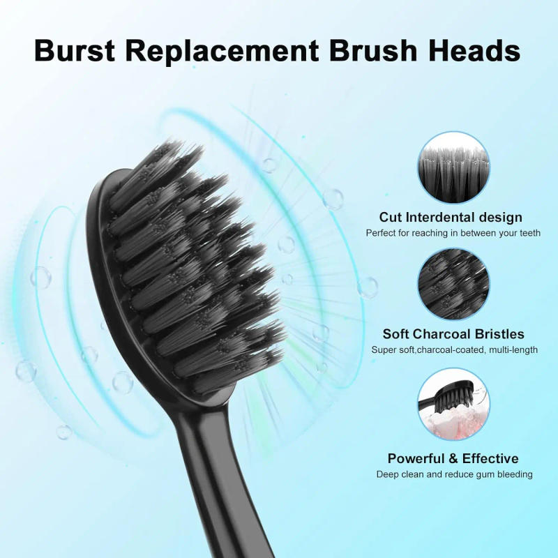Description Picture 4 of itemReplacement Brush Heads for Original Burst and Pro Sonic Electric Toothbrush Soft Charcoal Bristles Refill Remove Plaque