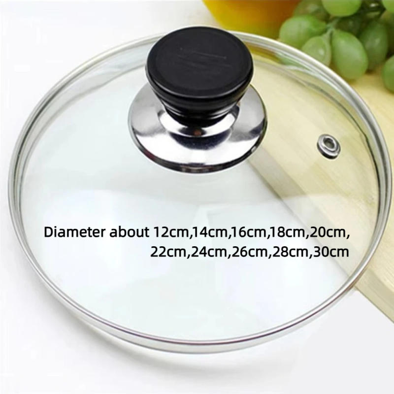 Description Picture 2 of itemDurable Tempered Glass Pot Cover Round Anti-scalding Frying Pan Cover Universal Stainless Steel Wok Pan Lid Cookware Parts