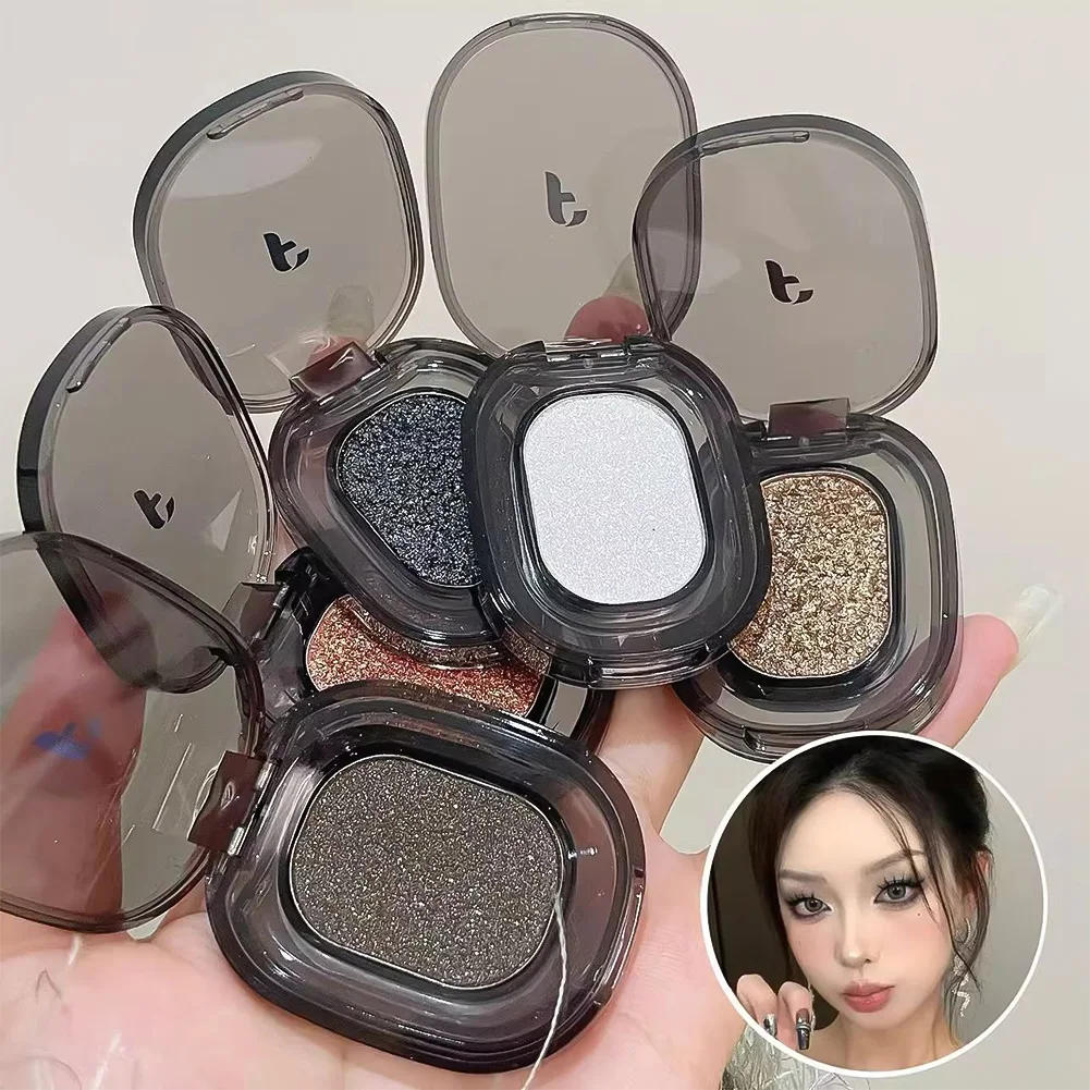 Description Picture 2 of itemMetallic Smoky Monochrome Eyeshadow Palette Glitter Punk Black Eye Shadow Palette Shimmer Pearl Eye Makeup Shiny Silkworm Shadow