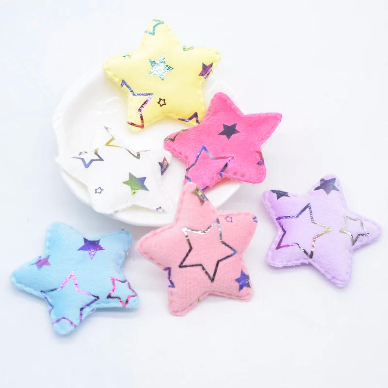 Description Picture 2 of item24Pcs 48mm Short Plush Bronzing Pattern Star Appliques for Clothes Hat Sewing Patches DIY Headwear Hair Clips Bow Accessories