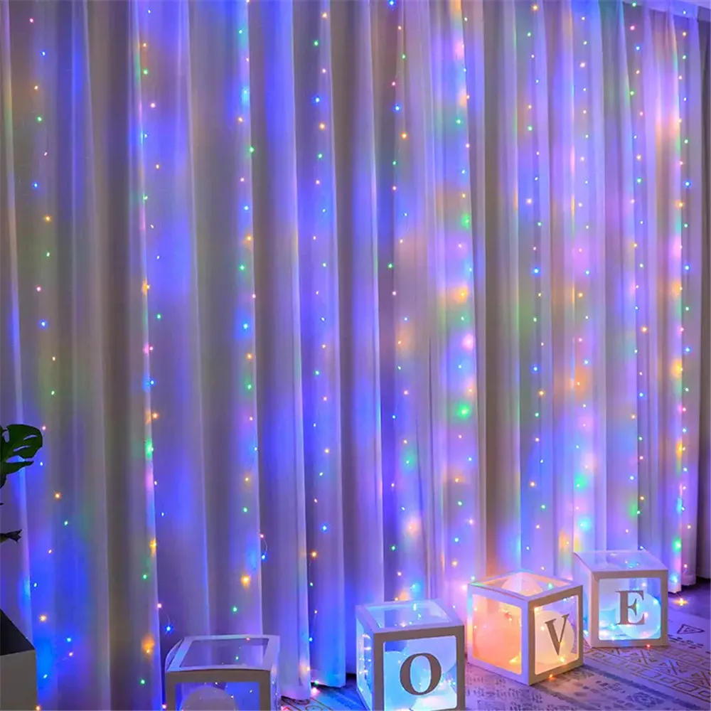 Description Picture 6 of item3/4/6m 8 Mode Garden Light LED USB Curtain Light String Wedding Christmas Decoration for Home Holiday Outdoor Garland Light