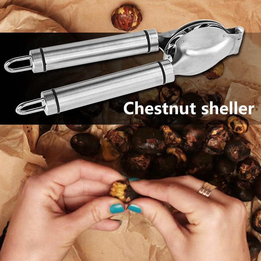Description Picture 2 of itemStainless Steel 2 in 1 Quick Chestnut Clip Walnut Pliers Metal Nut Cracker Sheller Nut Opener Kitchen Tools Cutter Gadgets