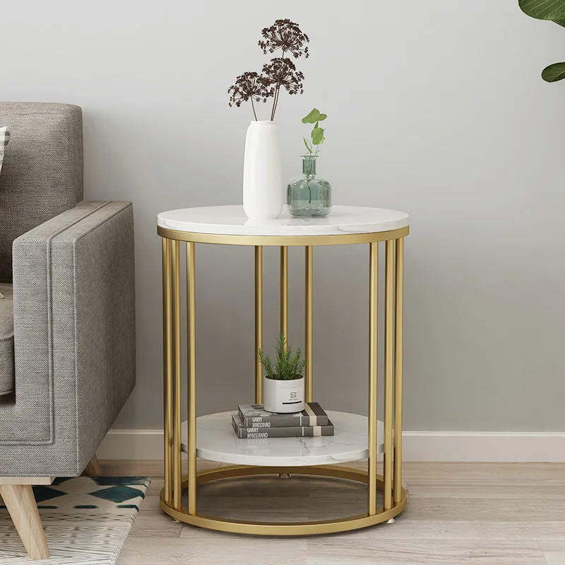 Description Picture 5 of itemRound Marble Coffee Table Sofa Side Table Living Room Home Furniture Metal Frame 3 Colors