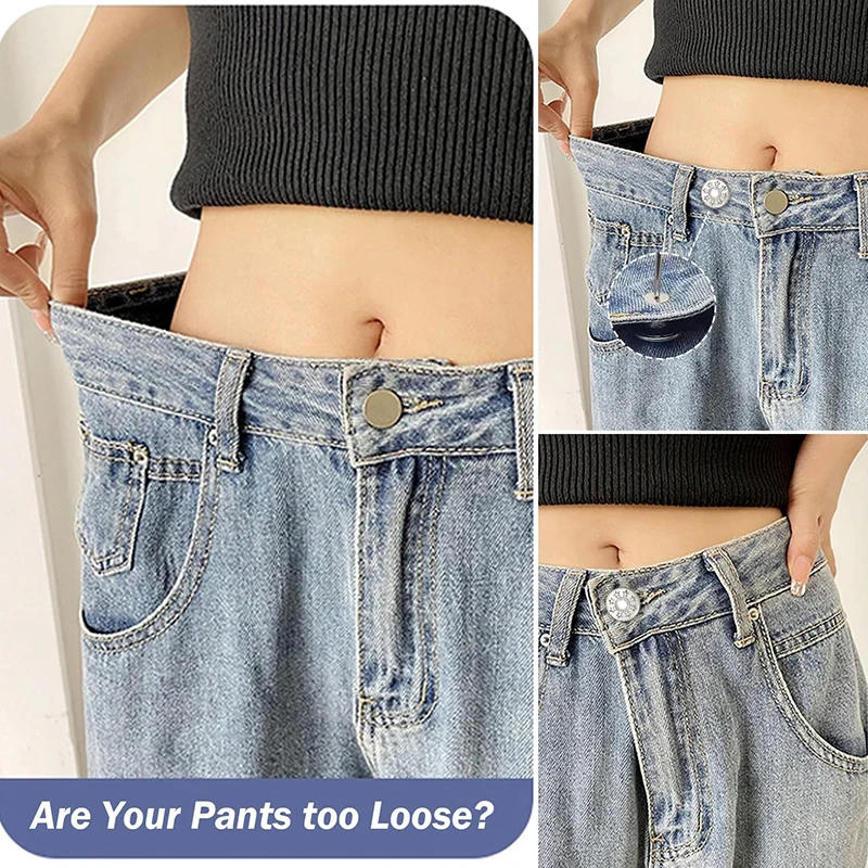 Description Picture 5 of item10/100Pcs Jeans Buttons Replacement No Sewing Buttons Adjustable Waist Tightener Repair Kits Pants Pins DIY Sewing Accessories