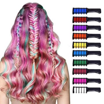 10pcs/set Comb Washable Hair Chalks for Birthday Cosplay DIY Halloween Hair Chalk Comb Crayons Temporary Hair Color Dye