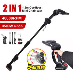 3500W 6 Inch Electric High Branch Saw Extension Rod Cordless Aerial Branch Chainsaw Adjustable Telescoping Pole Pruning Tools