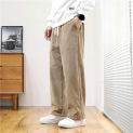 Men'S Corduroy Cargo Pants Elastic Waist Drawstring Sweatpants Fashion Loose Casual Long Trousers Streetwear Loose Sweatpants