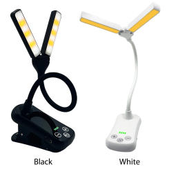 Dual-Head Book Lamp Three-Button Touch Charging Light Rechargeable Adjust Brightness 14 LED for Travel Bedroom Reading