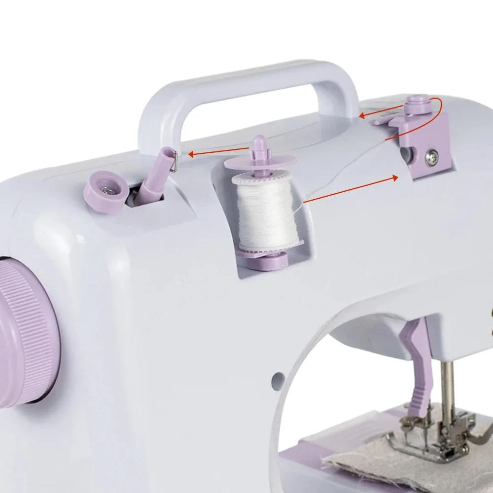 Description Picture 6 of itemNew Portable Sewing Machine for Beginners Mini Electric Household Crafting Mending Overlock with 12 Stitches Presser Foot Pedal