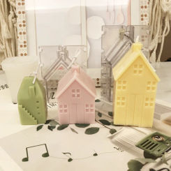 3D House Silicone Candle Mold Kit DIY Abstract Wooden House Villa Artifact Resin Plaster Making Tools Home Decor Christmas Gifts