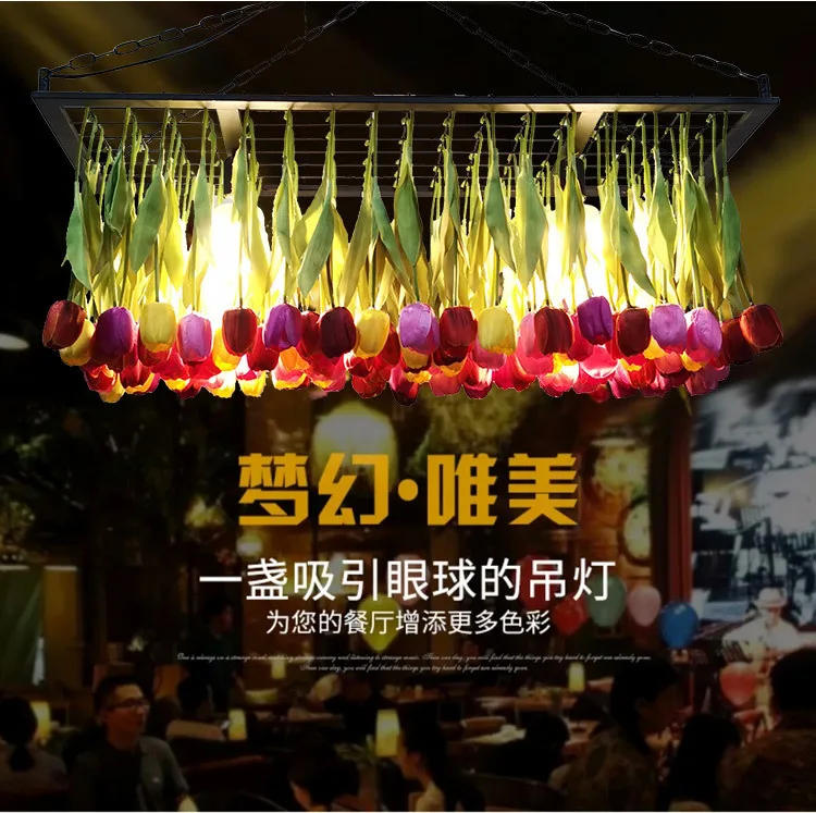 Description Picture 2 of itemPlant pendant light Creative and personalized floral pendant light Industrial style restaurant green plant lights