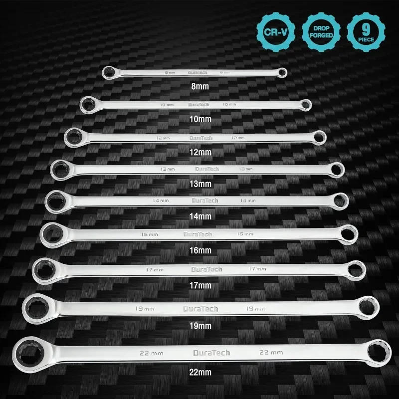 Description Picture 3 of itemDouble Box End Wrench Set, Metric, 9-Piece, 8,10,12,13,14,16,17,19,22 mm, CR-V Steel, with EVA Foam Tool Organizer