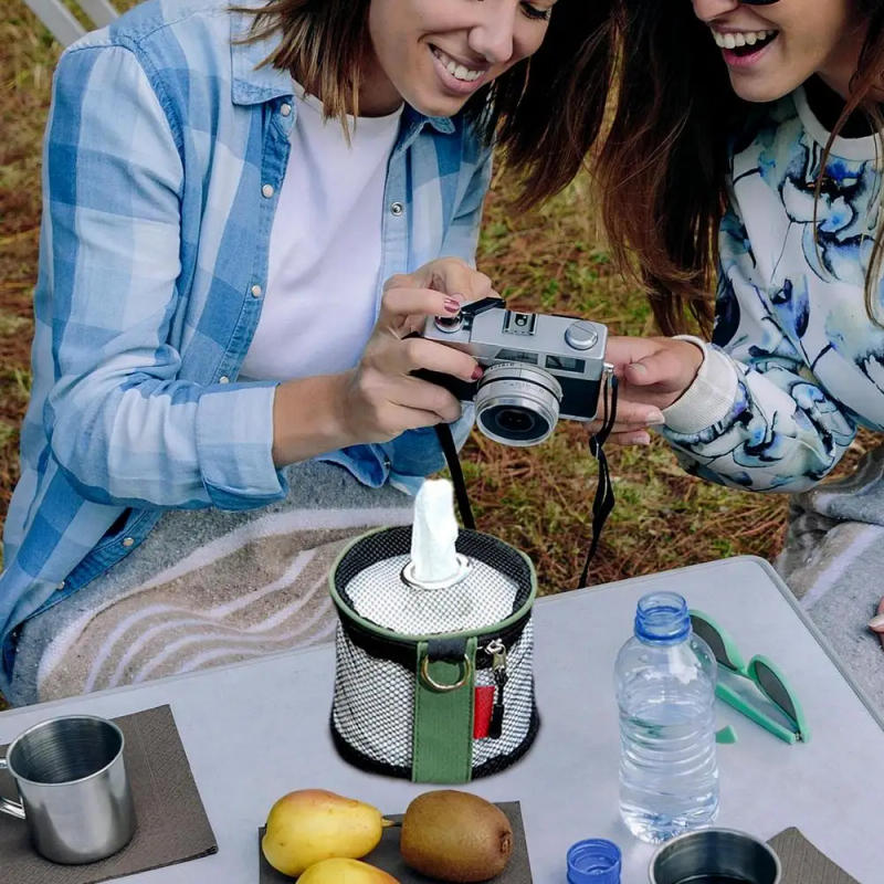 Description Picture 4 of itemPortable Toilet Paper Holder Portable Paper Roll Hanger Dispenser Toilet Paper Roll Holder Paper Roll Storage Bag Camping Tissue