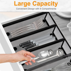 BHBD-6Pcs Drawer Organizer,Silverware Organizer For Kitchen, Utensil Cutlery Tray Mesh Metal Organizer