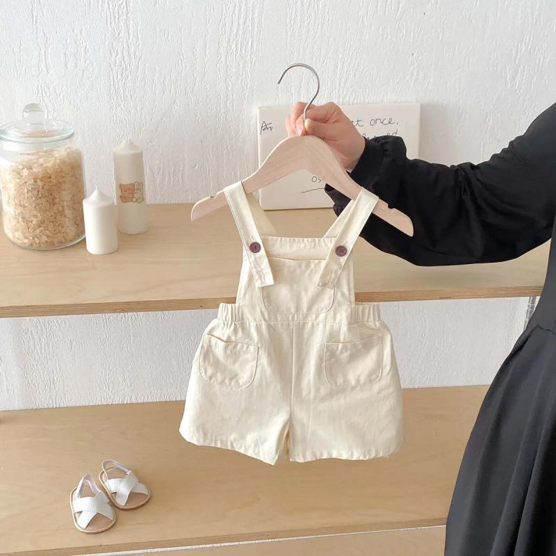 Description Picture 5 of itemChildren's Summer Overalls Shorts for Boys and Girls, Korean Woven Jeans for Infants and Young Children, Casual Outings