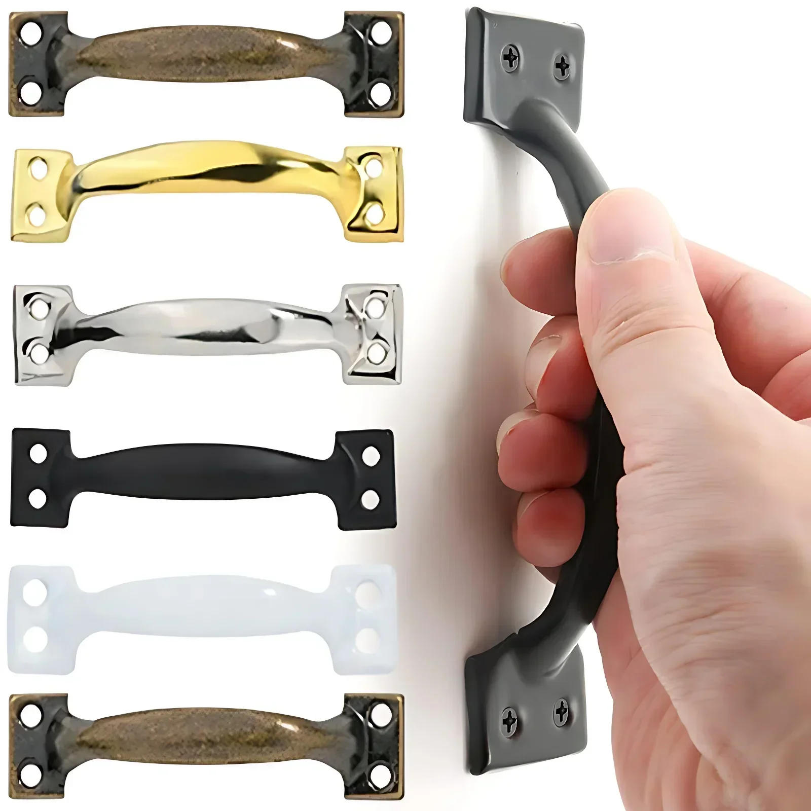 Description Picture 3 of itemEnduring Bow-Shaped Iron Furniture Handle Vintage Drawer Wardrobe Cabinet Door Handle Garages Sheds Door Knob Hardware Pull