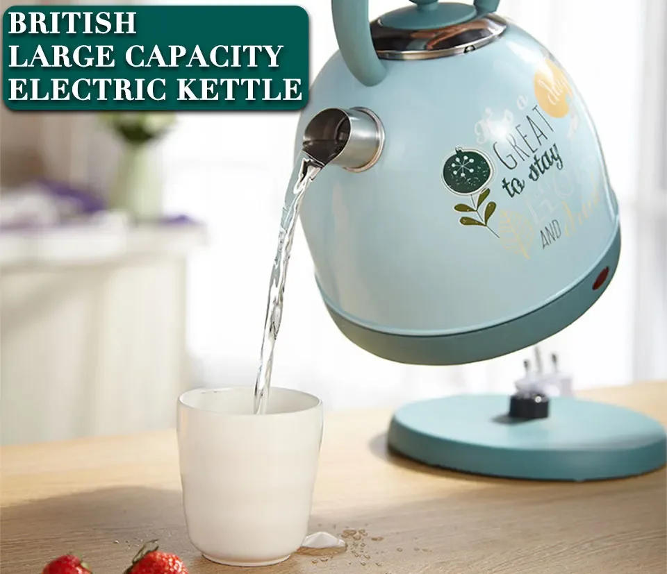 Description Picture 3 of itemVintage British style Electric Kettle 304 Stainless Steel Quick-Burning Water Boiler Hot Water Pot Household Kitchen Appliances