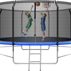 14FT Trampoline with Balance Bar & Basketball Hoop,1.4MM Thickened Recreational Trampoline for Kids & Adults, ASTM Approved