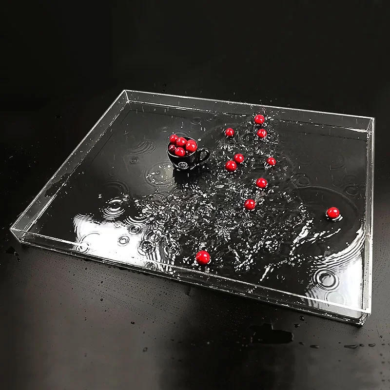 Description Picture 6 of itemTransparent Acrylic Water Tank Shallow Sink Photo Studio Kit Tabletop Shooting Props Coffee Tray Desktop Cosmetics Storage Tray