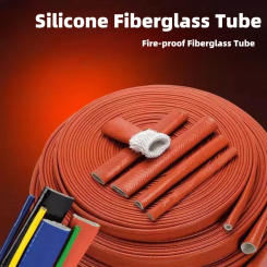 High Temperature Resistant Fiberglass Tube Silicone Resin Coated Glass Fiber Fire Retardant Casing Pipe Braided Fireproof Sleeve