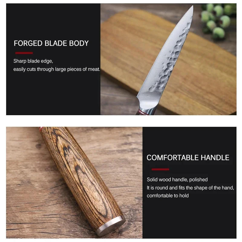 Description Picture 6 of item5inch Kitchen Boning Knife Handmade Forged Knife Meat Cleaver Stainless Steel Cooking Utility Knife Wooden Handle Kitchen Gadget