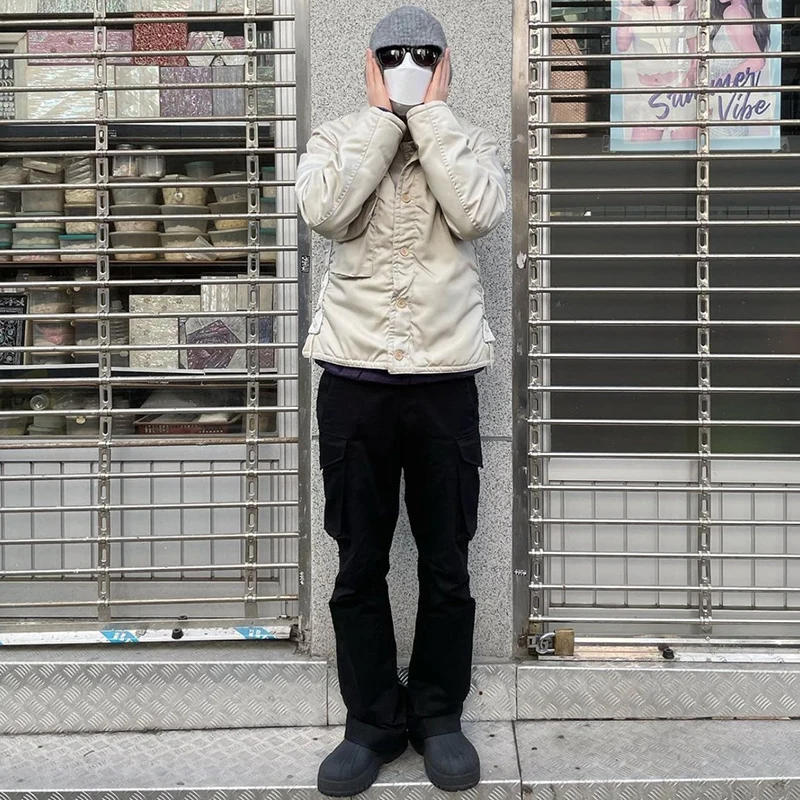 Description Picture 5 of itemHip-hop Cargo Flared Pant Men Harajuku Streetwear Back Zip Up Cargo Pants Black Y2k Loose Casual Wide Leg Trousers for Women