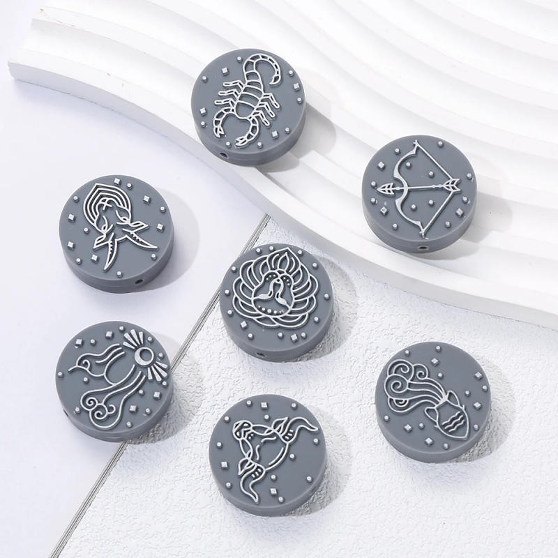 Description Picture 5 of item10Pcs New Silicone Beads 12 Style Constellation Design Spacer Bead For Making DIY Handmade Baby Teether Toy Bracelet Accessories