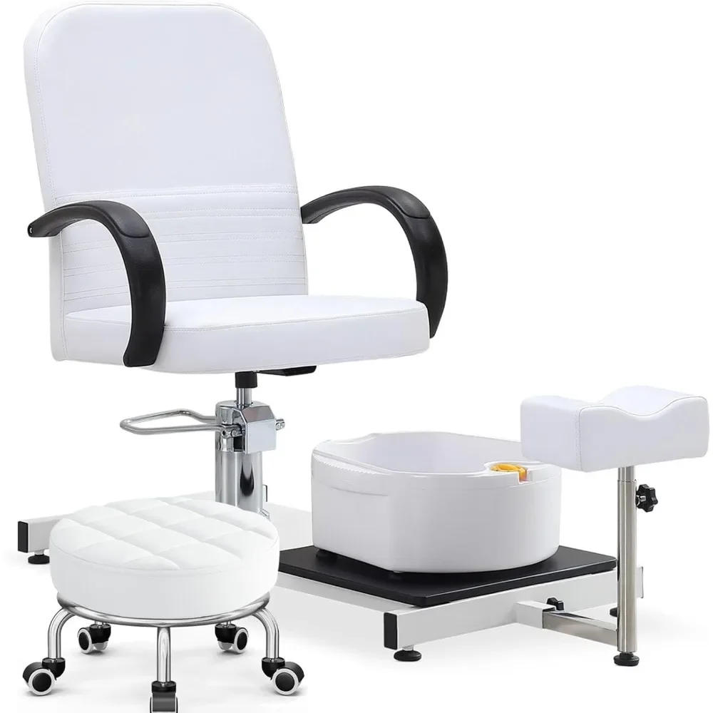 Description Picture 2 of item360 Swivel Pedicure Chairs, High Adjustable Pedicure Unit w/Stool, Footrest and Foot Basin, Portable Pedicure chair for Nail