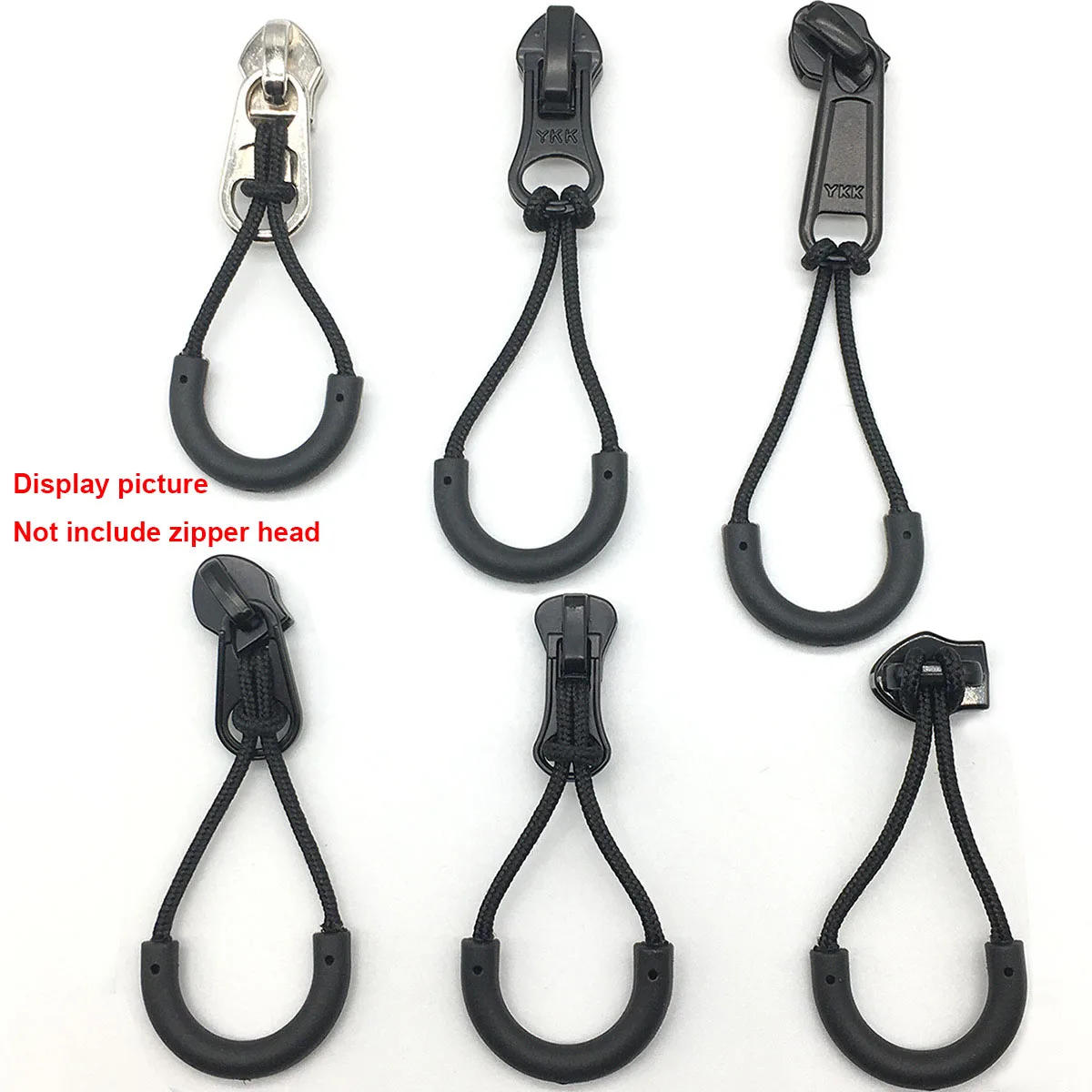 Description Picture 5 of item10pcs Plastic Zipper Pulls Cord Zip Puller Clip Durable Replacement Ends Lock Clothing Backpack Luggage Accessories Black