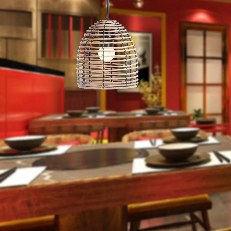 Description Picture 4 of itemHanging Lamp Shade, Weave Retro Chandelier Light Cover, DIY Lighting Fixtures Woven Lampshade for Living Room Bedroom